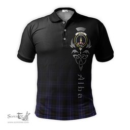 ScotsTee Shop Scottish Dunlop Clan Crest Tartan Polo Shirt Featuring Alba Gu Brath Scotland Forever and Ever Celtic Cross