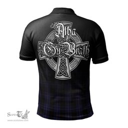 ScotsTee Shop Scottish Dunlop Clan Crest Tartan Polo Shirt Featuring Alba Gu Brath Scotland Forever and Ever Celtic Cross