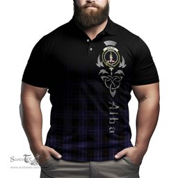 ScotsTee Shop Scottish Dunlop Clan Crest Tartan Polo Shirt Featuring Alba Gu Brath Scotland Forever and Ever Celtic Cross
