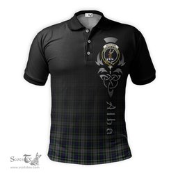 ScotsTee Shop Scottish Davidson of Tulloch Dress Clan Crest Tartan Polo Shirt Featuring Alba Gu Brath Scotland Forever and Ever Celtic Cross