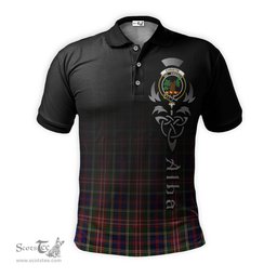 ScotsTee Shop Scottish Christie Clan Crest Tartan Polo Shirt Featuring Alba Gu Brath Scotland Forever and Ever Celtic Cross