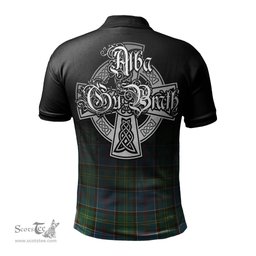ScotsTee Shop Scottish Colville Clan Crest Tartan Polo Shirt Featuring Alba Gu Brath Scotland Forever and Ever Celtic Cross