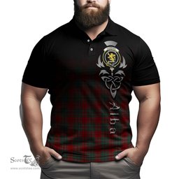 ScotsTee Shop Scottish Cumming Modern Clan Crest Tartan Polo Shirt Featuring Alba Gu Brath Scotland Forever and Ever Celtic Cross