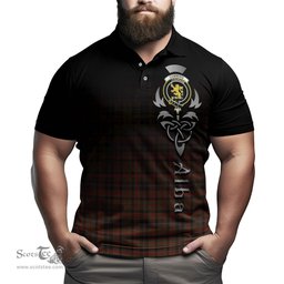 ScotsTee Shop Scottish Cumming Hunting Weathered Clan Crest Tartan Polo Shirt Featuring Alba Gu Brath Scotland Forever and Ever Celtic Cross
