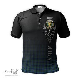 ScotsTee Shop Scottish Falconer Clan Crest Tartan Polo Shirt Featuring Alba Gu Brath Scotland Forever and Ever Celtic Cross