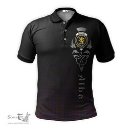 ScotsTee Shop Scottish Cumming Clan Crest Tartan Polo Shirt Featuring Alba Gu Brath Scotland Forever and Ever Celtic Cross