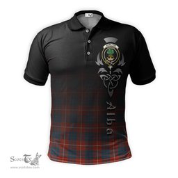 ScotsTee Shop Scottish Hamilton Ancient Clan Crest Tartan Polo Shirt Featuring Alba Gu Brath Scotland Forever and Ever Celtic Cross