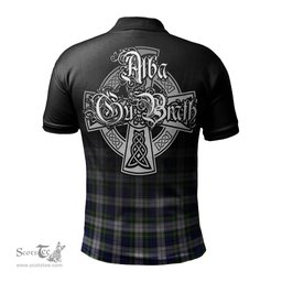 ScotsTee Shop Scottish Gordon Dress Modern Clan Crest Tartan Polo Shirt Featuring Alba Gu Brath Scotland Forever and Ever Celtic Cross