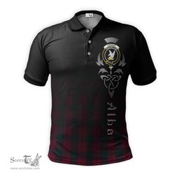 ScotsTee Shop Scottish Lindsay Clan Crest Tartan Polo Shirt Featuring Alba Gu Brath Scotland Forever and Ever Celtic Cross