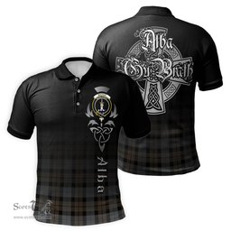 ScotsTee Shop Scottish MacKay Weathered Clan Crest Tartan Polo Shirt Featuring Alba Gu Brath Scotland Forever and Ever Celtic Cross
