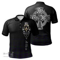ScotsTee Shop Scottish Lumsden Hunting Clan Crest Tartan Polo Shirt Featuring Alba Gu Brath Scotland Forever and Ever Celtic Cross