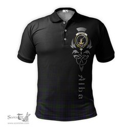 ScotsTee Shop Scottish Lumsden Hunting Clan Crest Tartan Polo Shirt Featuring Alba Gu Brath Scotland Forever and Ever Celtic Cross