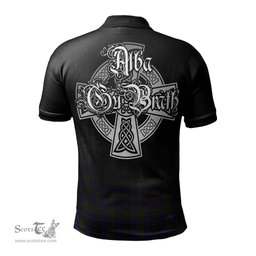 ScotsTee Shop Scottish Lumsden Hunting Clan Crest Tartan Polo Shirt Featuring Alba Gu Brath Scotland Forever and Ever Celtic Cross