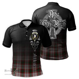 ScotsTee Shop Scottish Lindsay Dress Red Clan Crest Tartan Polo Shirt Featuring Alba Gu Brath Scotland Forever and Ever Celtic Cross