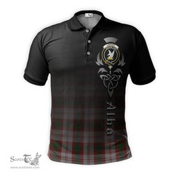 ScotsTee Shop Scottish Lindsay Dress Red Clan Crest Tartan Polo Shirt Featuring Alba Gu Brath Scotland Forever and Ever Celtic Cross