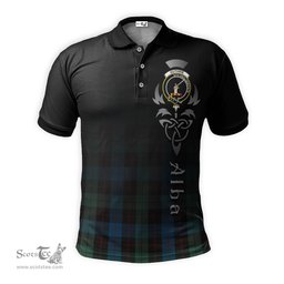 ScotsTee Shop Scottish Guthrie Clan Crest Tartan Polo Shirt Featuring Alba Gu Brath Scotland Forever and Ever Celtic Cross