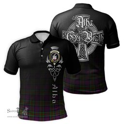 ScotsTee Shop Scottish MacDonald of Clan Ranald Modern Clan Crest Tartan Polo Shirt Featuring Alba Gu Brath Scotland Forever and Ever Celtic Cross