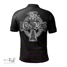 ScotsTee Shop Scottish MacDonald of Clan Ranald Modern Clan Crest Tartan Polo Shirt Featuring Alba Gu Brath Scotland Forever and Ever Celtic Cross