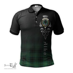 ScotsTee Shop Scottish MacArthur Ancient Clan Crest Tartan Polo Shirt Featuring Alba Gu Brath Scotland Forever and Ever Celtic Cross