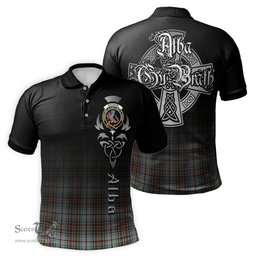 ScotsTee Shop Scottish MacBain Dress Clan Crest Tartan Polo Shirt Featuring Alba Gu Brath Scotland Forever and Ever Celtic Cross