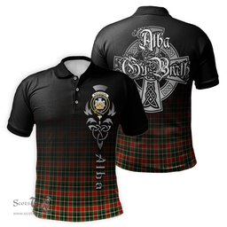 ScotsTee Shop Scottish MacLachlan Hunting Modern Clan Crest Tartan Polo Shirt Featuring Alba Gu Brath Scotland Forever and Ever Celtic Cross