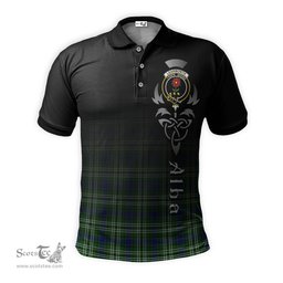 ScotsTee Shop Scottish Learmonth Clan Crest Tartan Polo Shirt Featuring Alba Gu Brath Scotland Forever and Ever Celtic Cross