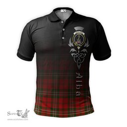 ScotsTee Shop Scottish Langlands Clan Crest Tartan Polo Shirt Featuring Alba Gu Brath Scotland Forever and Ever Celtic Cross