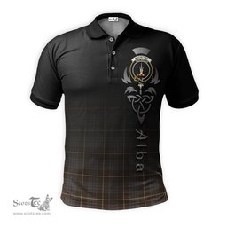 ScotsTee Shop Scottish MacIntyre Hunting Weathered Clan Crest Tartan Polo Shirt Featuring Alba Gu Brath Scotland Forever and Ever Celtic Cross