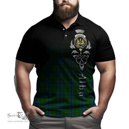 ScotsTee Shop Scottish Johnstone-Johnston Clan Crest Tartan Polo Shirt Featuring Alba Gu Brath Scotland Forever and Ever Celtic Cross