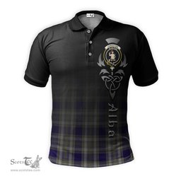 ScotsTee Shop Scottish Livingston Dress Clan Crest Tartan Polo Shirt Featuring Alba Gu Brath Scotland Forever and Ever Celtic Cross