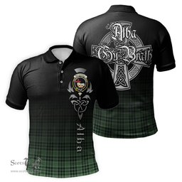 ScotsTee Shop Scottish MacDonald Lord of the Isles Hunting Clan Crest Tartan Polo Shirt Featuring Alba Gu Brath Scotland Forever and Ever Celtic Cross
