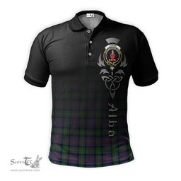 ScotsTee Shop Scottish Logan Ancient Clan Crest Tartan Polo Shirt Featuring Alba Gu Brath Scotland Forever and Ever Celtic Cross