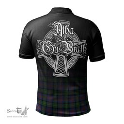 ScotsTee Shop Scottish Logan Ancient Clan Crest Tartan Polo Shirt Featuring Alba Gu Brath Scotland Forever and Ever Celtic Cross