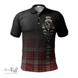 ScotsTee Shop Scottish MacDougall Dress Clan Crest Tartan Polo Shirt Featuring Alba Gu Brath Scotland Forever and Ever Celtic Cross