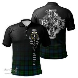 ScotsTee Shop Scottish MacKay Modern Clan Crest Tartan Polo Shirt Featuring Alba Gu Brath Scotland Forever and Ever Celtic Cross