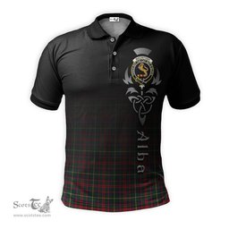 ScotsTee Shop Scottish MacIntosh Hunting Modern Clan Crest Tartan Polo Shirt Featuring Alba Gu Brath Scotland Forever and Ever Celtic Cross