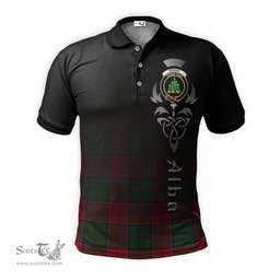 ScotsTee Shop Scottish Grant Clan Crest Tartan Polo Shirt Featuring Alba Gu Brath Scotland Forever and Ever Celtic Cross