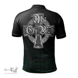 ScotsTee Shop Scottish Hope Vere Clan Crest Tartan Polo Shirt Featuring Alba Gu Brath Scotland Forever and Ever Celtic Cross