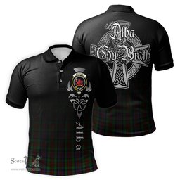 ScotsTee Shop Scottish MacDuff Hunting Clan Crest Tartan Polo Shirt Featuring Alba Gu Brath Scotland Forever and Ever Celtic Cross