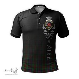 ScotsTee Shop Scottish MacDuff Hunting Clan Crest Tartan Polo Shirt Featuring Alba Gu Brath Scotland Forever and Ever Celtic Cross