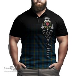 ScotsTee Shop Scottish Laing Clan Crest Tartan Polo Shirt Featuring Alba Gu Brath Scotland Forever and Ever Celtic Cross