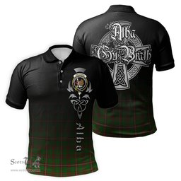 ScotsTee Shop Scottish MacKinnon Hunting Modern Clan Crest Tartan Polo Shirt Featuring Alba Gu Brath Scotland Forever and Ever Celtic Cross