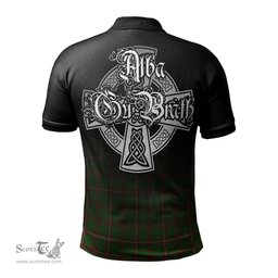 ScotsTee Shop Scottish MacKinnon Hunting Modern Clan Crest Tartan Polo Shirt Featuring Alba Gu Brath Scotland Forever and Ever Celtic Cross