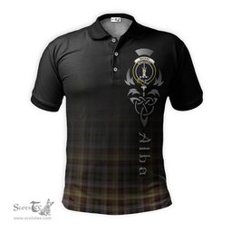 ScotsTee Shop Scottish MacKay of Strathnaver Clan Crest Tartan Polo Shirt Featuring Alba Gu Brath Scotland Forever and Ever Celtic Cross