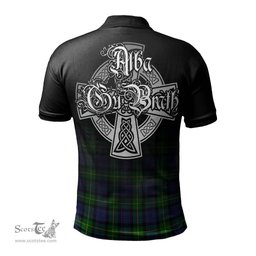 ScotsTee Shop Scottish Gordon Modern Clan Crest Tartan Polo Shirt Featuring Alba Gu Brath Scotland Forever and Ever Celtic Cross