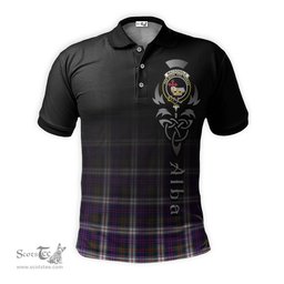 ScotsTee Shop Scottish MacDonald Dress Modern Clan Crest Tartan Polo Shirt Featuring Alba Gu Brath Scotland Forever and Ever Celtic Cross