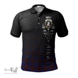 ScotsTee Shop Scottish Home Modern Clan Crest Tartan Polo Shirt Featuring Alba Gu Brath Scotland Forever and Ever Celtic Cross