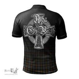 ScotsTee Shop Scottish Gordon Weathered Clan Crest Tartan Polo Shirt Featuring Alba Gu Brath Scotland Forever and Ever Celtic Cross
