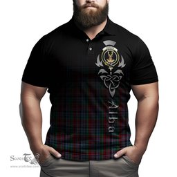 ScotsTee Shop Scottish Gordon Red Clan Crest Tartan Polo Shirt Featuring Alba Gu Brath Scotland Forever and Ever Celtic Cross