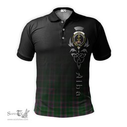 ScotsTee Shop Scottish Gray Hunting Clan Crest Tartan Polo Shirt Featuring Alba Gu Brath Scotland Forever and Ever Celtic Cross